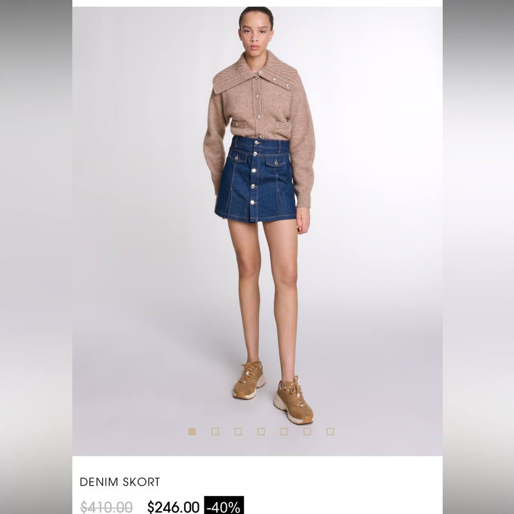Maje Blue Denim Mini Skort 40